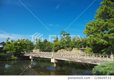 島根縣松江市的國寶松江城和春天的堀川 島根縣松江市的國寶松江城和春天的堀川 128609532