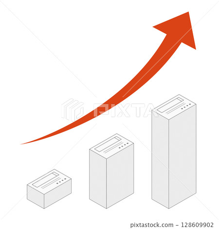 Isometric illustration of an election ballot and graph style showing increased turnout or votes received 128609902
