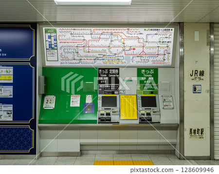 JR East ticket vending machine and route map (near the east exit of Bakurocho Station) 128609946