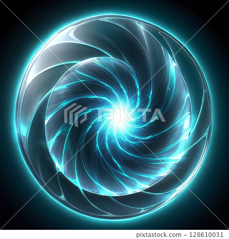 Glowing spiral pattern with luminous blue hues and a central light source, creating a mesmerizing visual effect resembling abstract art in digital design. Glowing spiral pattern with luminous blue hues and a central light source, creating a mesmerizing visual effect resembling abstract art in digital design. 128610031