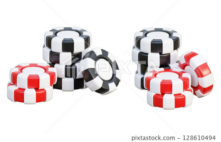 cartoon Style casino gambling poker token chips 3D graphic 128610494
