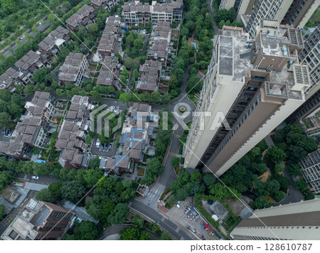 Aerial view of landscape in Chengdu city, China Aerial view of landscape in Chengdu city, China 128610787