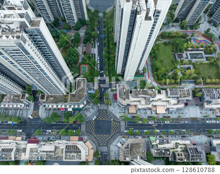 Aerial view of landscape in chengdu city,China 128610788