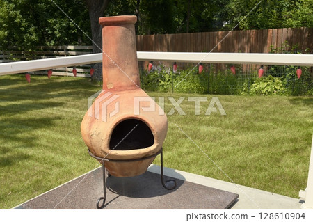 clay chiminea outdoor backyard garden clay chiminea outdoor backyard garden 128610904