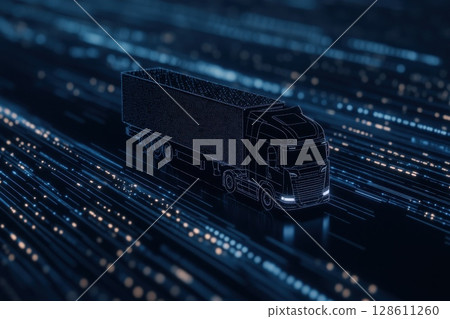 Digital Truck in Motion Graphics, modern transportation and logistics. 128611260