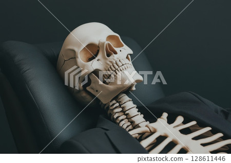 Business Skeleton in Tailored Suit Relaxing 128611446