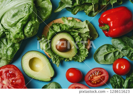 Playful Doodle Style Vegetable Illustrations 128611623