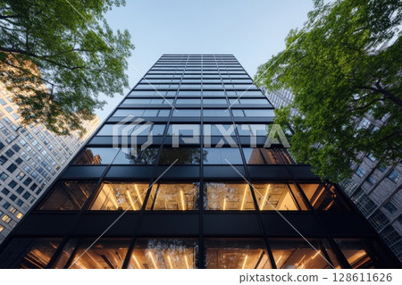 Modern Urban Architectural Marvel with Glass Facade 128611626