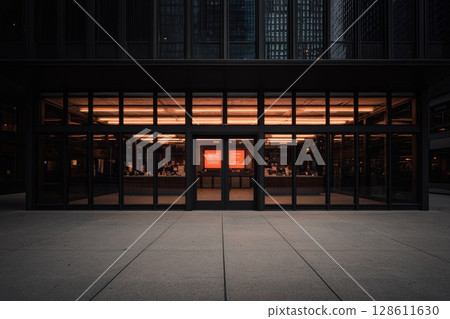 Abandoned Storefront with Neon Signs and Empty Windows Abandoned Storefront with Neon Signs and Empty Windows 128611630
