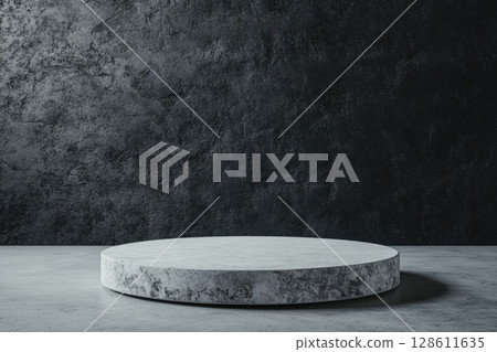 Minimalistic White Podium Against Dark Background 128611635