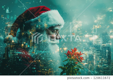 Santa Claus with Urban Double Exposure Style Background Art Santa Claus with Urban Double Exposure Style Background Art 128611672