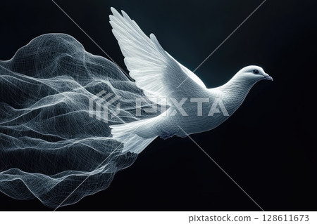 Abstract Dove with Flowing Lines in Motion Abstract Dove with Flowing Lines in Motion 128611673