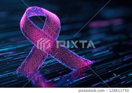 Vibrant Holographic Ribbon for Cancer Awareness Vibrant Holographic Ribbon for Cancer Awareness 128611750
