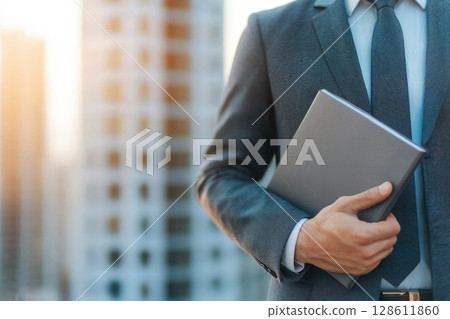 Business Professional Standing in Front of Office Building Business Professional Standing in Front of Office Building 128611860
