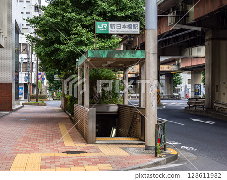 JR East "Shin-Nihonbashi Station" station name display at Exit 5 128611982