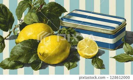 citrus in a glass jar on a blue background 128612000