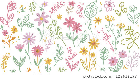 Seamless floral pattern with yellow daisy illustration, perfect for a spring or summer nature-inspired design 128612158