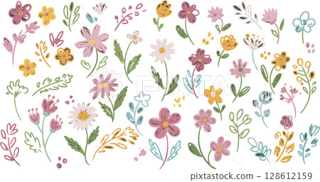 Seamless floral pattern with yellow daisy illustration, perfect for a spring or summer nature-inspired design 128612159