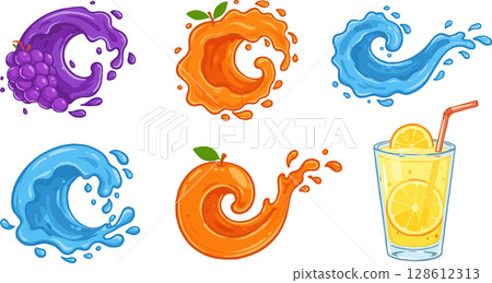 Abstract blue background with seamless water drops and floral wave patterns 128612313