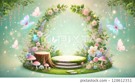 Flowers and plants sparkling stage 128612351