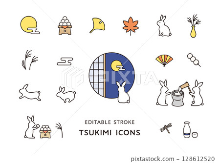 Icon set related to the Full Moon Festival 128612520