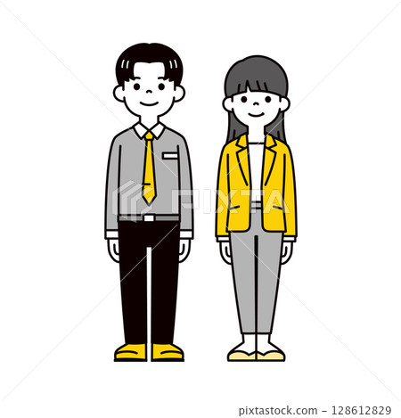 Full-body illustration material set of young men and women business people_vector Full-body illustration material set of young men and women business people_vector 128612829