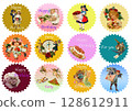 Birthday stickers with jagged edges 128612911