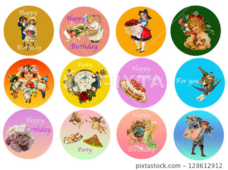 Round birthday sticker 128612912