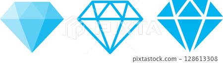 Diamond icon blue 128613308