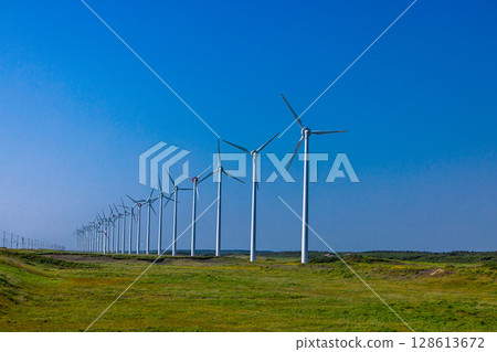 [Hokkaido_Oloron Line] Otonrui Wind Power Plant and Daylilies in Full Bloom 128613672