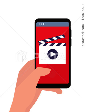 Video player on smartphone stock illustration Video player on smartphone stock illustration 128613892