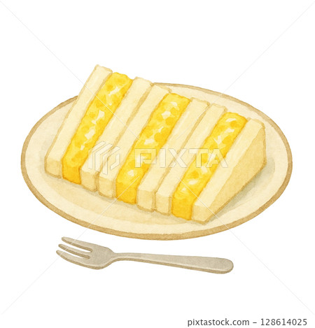 [Coffee shop] Egg sandwich illustration 128614025