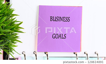 BUSINESS GOALS words. Business concept. A place to copy, planning to winner concept 128614891