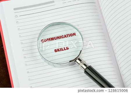 The conceptual phrase COMMUNICATION SKILLS. Business and Skills concept. Copy space. Conceptual photo The conceptual phrase COMMUNICATION SKILLS. Business and Skills concept. Copy space. Conceptual photo 128615006
