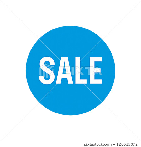 Blue pop icon to highlight sales, blue circular SALE mark, simple and eye-catching sale display Blue pop icon to highlight sales, blue circular SALE mark, simple and eye-catching sale display 128615072