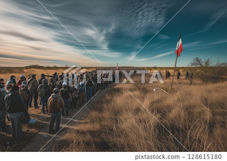 Crossing border between Texas and Mexico in an illegal manner constitutes border violation. AI Generation 128615180