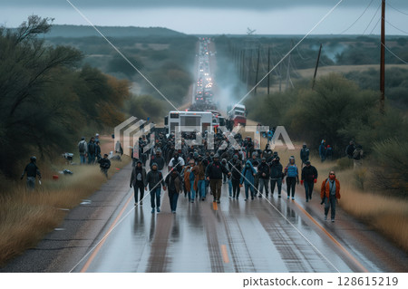 It is illegal to cross border between Mexico a Texas in an illegal manner Generative AI 128615219
