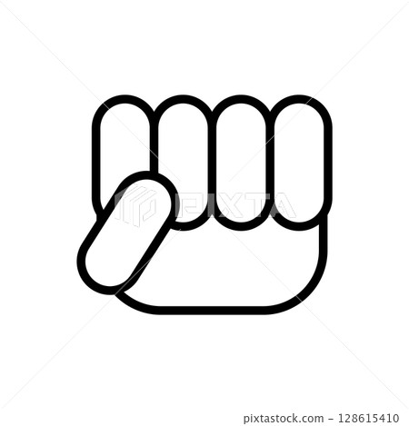 Fingers clenched into a fist. Outline and line style. Simple minimal vector illustration on white background. 128615410