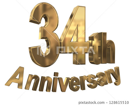 3DCG text "34th Anniversary/34th Anniversary Mark Sparkle" 128615510