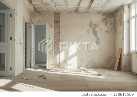 Renovation a refurbishment of interior of a house. Generative AI 128615569