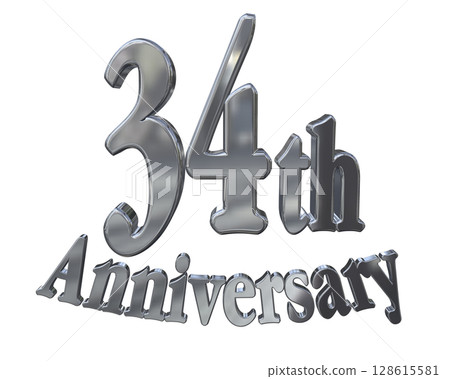 3DCG text "34th Anniversary/34th Anniversary Mark Sparkle" 3DCG text "34th Anniversary/34th Anniversary Mark Sparkle" 128615581