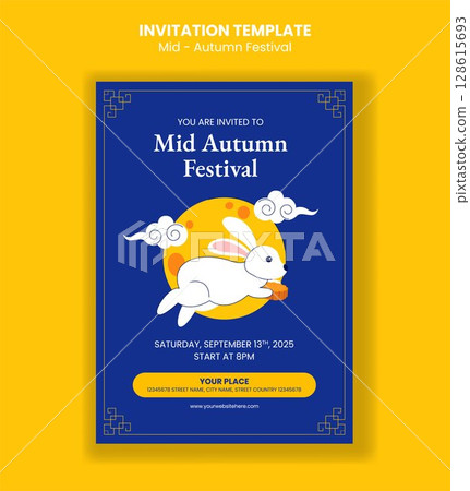Flat Vector Background for Social Media Invitation of Mooncake Festival Flat Vector Background for Social Media Invitation of Mooncake Festival 128615693
