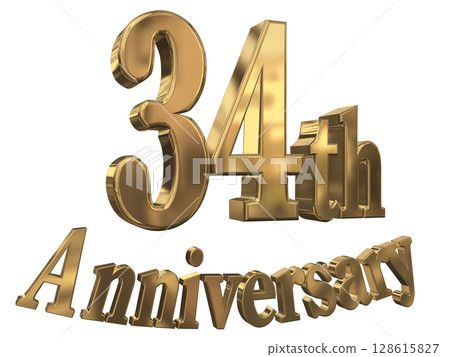 3DCG text "34th Anniversary/34th Anniversary Mark Sparkle" 3DCG text "34th Anniversary/34th Anniversary Mark Sparkle" 128615827