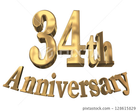 3DCG text "34th Anniversary/34th Anniversary Mark Sparkle" 3DCG text "34th Anniversary/34th Anniversary Mark Sparkle" 128615829