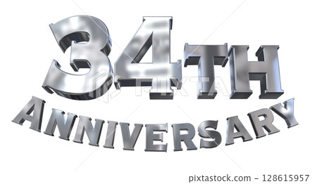 3DCG text "34th Anniversary/34th Anniversary Mark Sparkle" 128615957