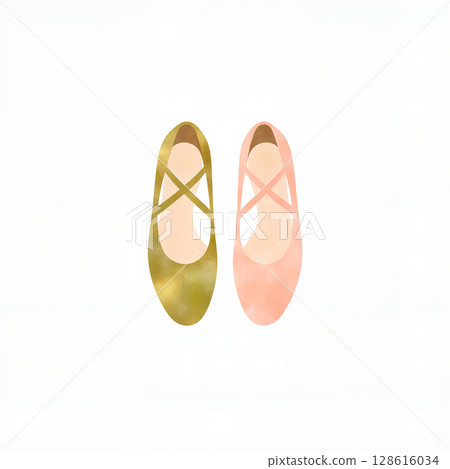 Elegant dance shoes in pastel colors on a white background, fashion 128616034