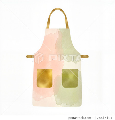Soft pastel barber apron design with gold accents, creative elegance 128616104