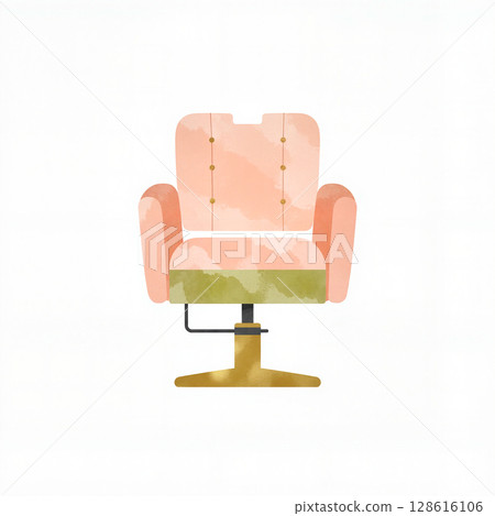 Stylish barber chair in pastel colors, modern salon decor 128616106