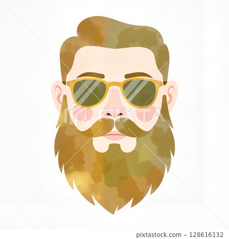 Stylish man with beard and sunglasses in soft pastel colors, fashion concept Stylish man with beard and sunglasses in soft pastel colors, fashion concept 128616132