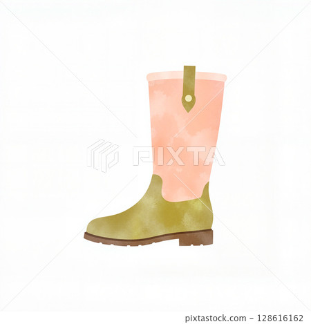 Stylish boots in soft pastels on white background, modern fashion 128616162